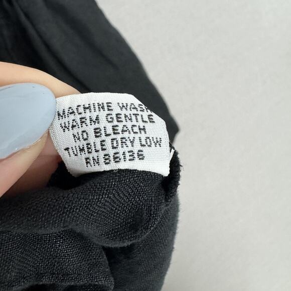 Bryn Walker Top Womens Small Black Fran Linen Ruffle Bell Sleeve High-Low Blouse - Picture 12 of 12